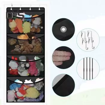 Сумка для хранения плюшевых игрушек-животных, очень большая вместимость, простая установка, дышащая, подвесная сумка для мягких игрушек, органайзер для игрушек белый