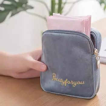 Сумка для хранения подгузников, гигиенических салфеток, холщовая прокладка, косметичка, кошелек для монет, органайзер для ювелирных изделий, чехол для кредитных карт, упаковка для тампонов коричневый