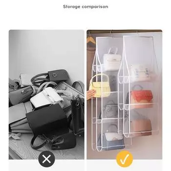 Сумка для хранения, подвесная сумка, подвесная двухсторонняя прозрачная шестислойная сумка для хранения, сумка для хранения в шкафу в спальне, пылевой мешок