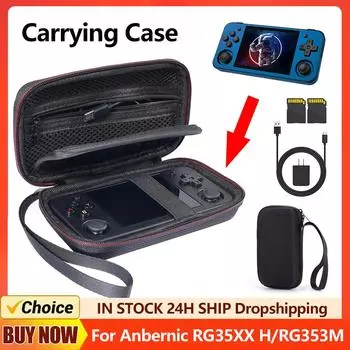 Сумка для хранения портативной игровой консоли Anbernic RG35XX H/RG353M, ударопрочный чехол из ЭВА, держатель для хранения ретро-игр чёрный