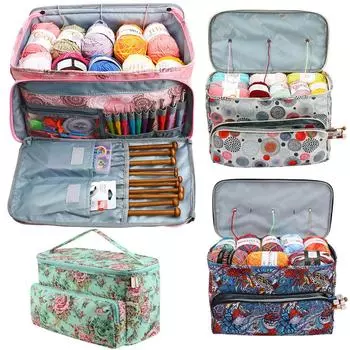 Сумка для хранения пряжи из ткани Оксфорд 600D, многофункциональная, для вязания крючком, сумки для инструментов, большая вместимость, органайзер для швейных инструментов