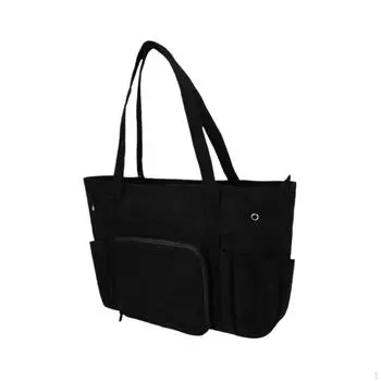 Сумка для хранения пряжи Вельветовая вязаная крючком на плечо Подарок для начинающих легкий органайзер чёрный