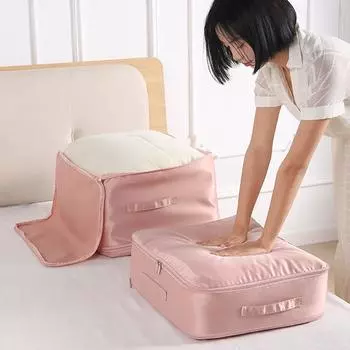 Сумка для хранения пухового одеяла с застежкой-молнией, удобная для переноски вещей, ящик для хранения в шкафу для спальни S серый