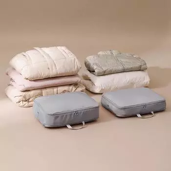 Сумка для хранения пуховой куртки из полиэстера, большая вместимость, складная сумка для хранения пуховой куртки с ручкой, сжатая дорожная сумка для одежды L розовый