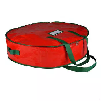 Сумка для хранения рождественских венков, гирлянда, застежка-молния с ручками для переноски, красный органайзер, искусственный