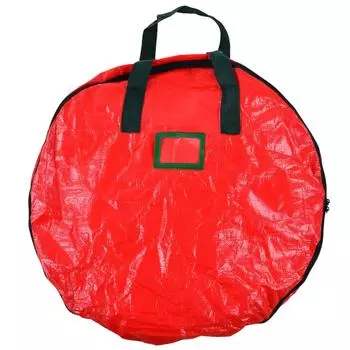 Сумка для хранения рождественских венков из полиэтиленовой ткани с защитой от пыли, круглая красная сумка для хранения для домашнего офиса и вечеринки