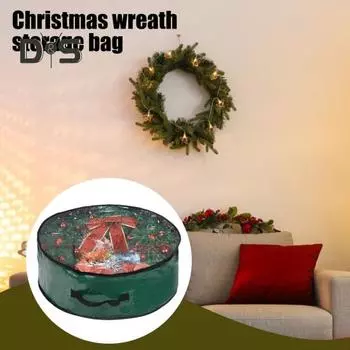 Сумка для хранения рождественских венков с ручкой, застежкой-молнией, прозрачная рождественская гирлянда, пылезащитная сумка-органайзер для хранения S белый