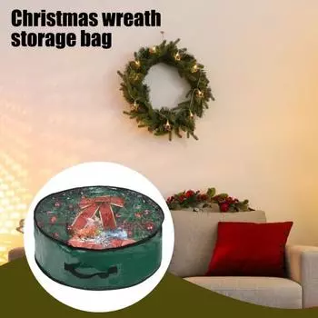Сумка для хранения рождественских венков с ручкой, застежкой-молнией, прозрачная рождественская гирлянда, пылезащитная сумка-органайзер для хранения S белый