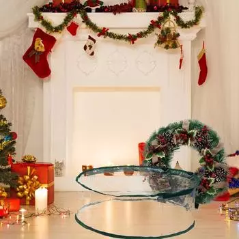 Сумка для хранения рождественских венков с ручкой, застежкой-молнией, большой вместимости, прозрачные гирлянды, мини-деревья, пылезащитный органайзер S чёрный