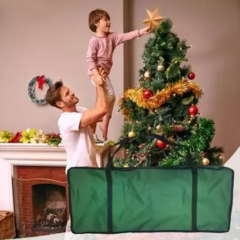 Сумка для хранения рождественских венков Yousheng, органайзеры из упаковочной бумаги с ручкой, застежкой-молнией, водонепроницаемая, прочная на разрыв сумка для хранения с внутренними карманами чёрный