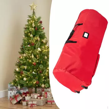 Сумка для хранения рождественской елки, подвижная, с колесиками и ручками, износостойкая красный