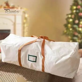 Сумка для хранения рождественской елки. Прочная водонепроницаемая сумка для хранения искусственной елки с усиленными ручками и молнией. белый