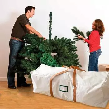 Сумка для хранения рождественской елки. Прочная водонепроницаемая сумка для елки с укрепленными ручками и молнией.