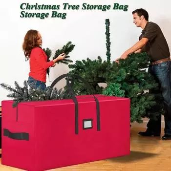 Сумка для хранения рождественской елки с укрепленными ручками, застежкой-молнией, вместительный водонепроницаемый органайзер для хранения искусственных елок S A красный