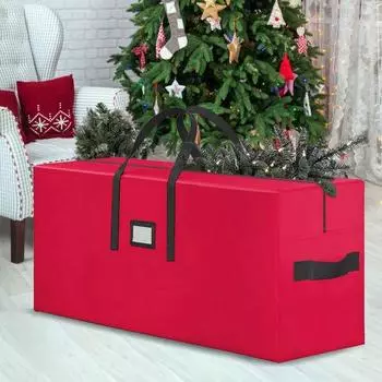 Сумка для хранения рождественской елки с укрепленными ручками, застежкой-молнией, вместительный водонепроницаемый органайзер для хранения искусственных елок S A красный