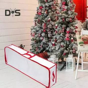 Сумка для хранения рождественской елки с усиленной ручкой, застежкой-молнией, большой вместимости, водонепроницаемый складной органайзер для рождественской елки черный белый