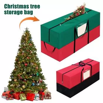 Сумка для хранения рождественской елки с усиленной ручкой, застежкой-молнией, вместительная, прочная сумка для хранения елки, органайзер S красный