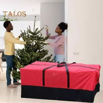 Сумка для хранения рождественской елки с усиленной ручкой, застежкой-молнией, вместительная, прочная сумка для хранения елки, органайзер S красный