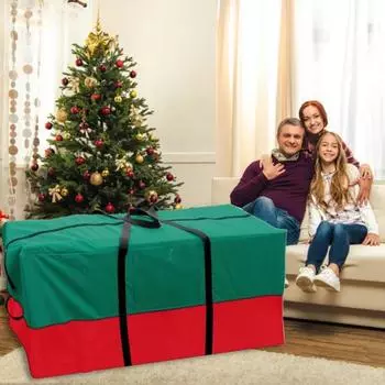 Сумка для хранения рождественской елки с усиленной ручкой, застежкой-молнией, вместительная, прочная сумка для хранения елки, органайзер S красный