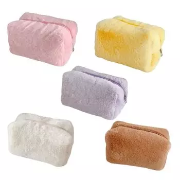 Сумка для хранения ручек, милая мягкая косметичка, пушистая сумка для хранения косметики, сумка-органайзер розовый