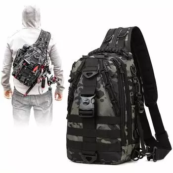 Сумка для хранения рыболовных снастей, водонепроницаемый рыболовный слинг, рюкзак, многофункциональная сумка для рыболовных снастей, органайзер для рыболовных принадлежностей Black Camouflage