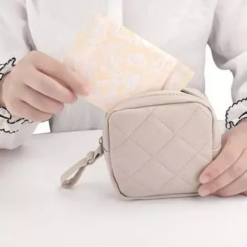 Сумка для хранения с ручкой, гладкая молния, гигиеническая прокладка, встроенное отделение, портативный органайзер для мелких предметов чёрный