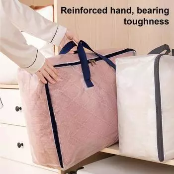 Сумка для хранения с усиленной ручкой, грузоподъемность 75 кг, большая вместимость, водонепроницаемый складной органайзер для одеял M темно-серого