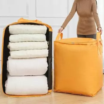 Сумка для хранения с усиленной ручкой, вместительный пыле-влагонепроницаемый органайзер, утолщенный чехол для хранения из ткани Оксфорд M жёлтый