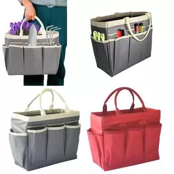 Сумка для хранения садового инвентаря с эргономичной ручкой, большой вместимостью, множеством карманов, водонепроницаемый, универсальный органайзер для хранения серый