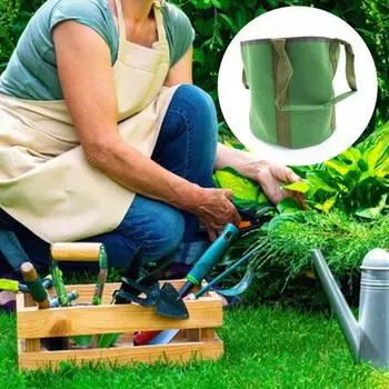 Сумка для хранения садовых инструментов 4,76 галлона водонепроницаемый холст органайзер для садовых инструментов сумка-ведро с несколькими карманами для хранения инструментов садоводов зелёный