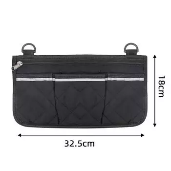 Сумка для хранения сбоку на подлокотнике инвалидной коляски, портативный карман, водонепроницаемый чехол, большая вместимость, многофункциональная сумка-органайзер для ходунков чёрный