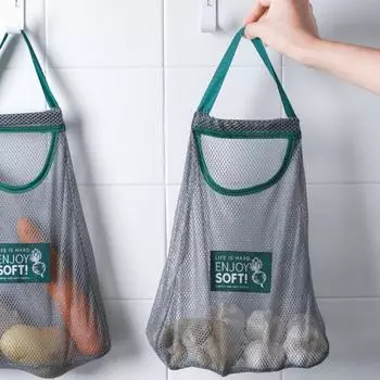 Сумка для хранения, сетчатая конструкция, многофункциональные полиэфирные кухонные сумки для хранения продуктов питания серый