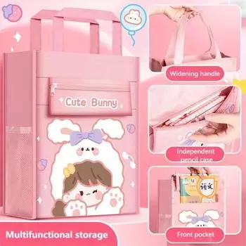 Сумка для хранения школьных учебников с рисунком из мультфильмов, легкая универсальная сумка с передним карманом, сумка для репетиторства