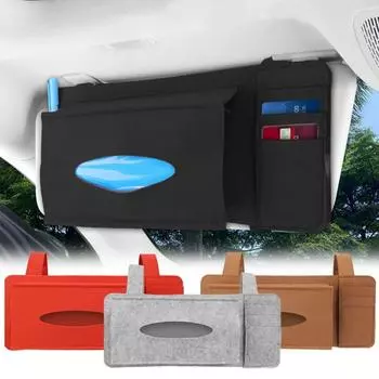 Сумка для хранения солнцезащитного козырька автомобиля Многофункциональная войлочная коробка для салфеток Универсальный подвесной держатель для солнцезащитного козырька автомобиля Принадлежности для хранения в салоне автомобиля