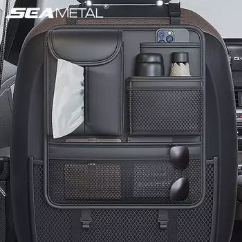Сумка для хранения спинки автомобильного сиденья SEAMETAL, большой вместительный органайзер для заднего сиденья, универсальный органайзер из кожи наппа с несколькими карманами, органайзер для хранения автомобиля 1PC чёрный