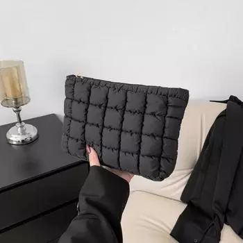 Сумка для хранения Стеганая Мягкая Косметичка Пухлая Косметичка Элегантная Хлопковая Сумка-клатч Путешествия