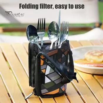 Сумка для хранения столовых приборов на открытом воздухе с сетчатым карманом, водонепроницаемая, портативная, для путешествий, кемпинга, пикника, палочек для еды, вилок, ложек, органайзеров, для сушки, переноски зелёный