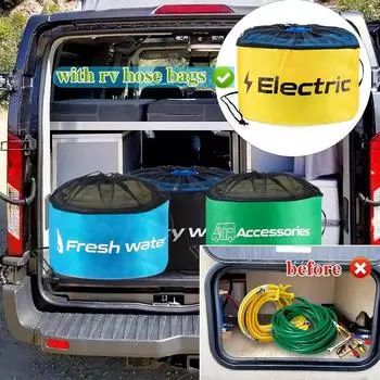 Сумка для хранения Сумка для хранения шланга для автофургона Хранение шланга для автофургона Сумки для шлангов с завязками Сумка для всякой всячины Сумка для садового шланга чёрный