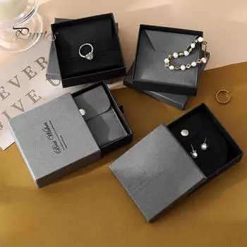 Сумка для хранения ювелирных изделий, компактный размер, портативная коробка для хранения колец, ожерелий, с кнопкой, бархатные подарочные пакеты A чёрный