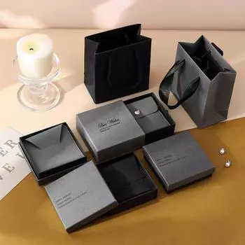 Сумка для хранения ювелирных изделий, компактный размер, портативная коробка для хранения колец, ожерелий, с кнопкой, бархатные подарочные пакеты A чёрный