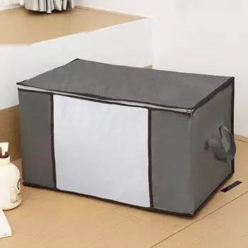 Сумка для хранения в гардеробе Складная застежка-молния с ручкой и видимым окном Органайзер для шкафа Пакет для переезда Пододеяльник Сумка для хранения простыней B серый