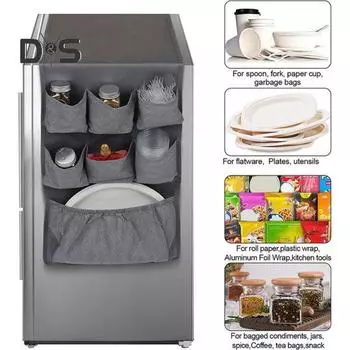 Сумка для хранения в холодильнике, подвесной органайзер с 15 карманами, дышащая ткань, простая в установке, органайзер для хранения в холодильнике серый