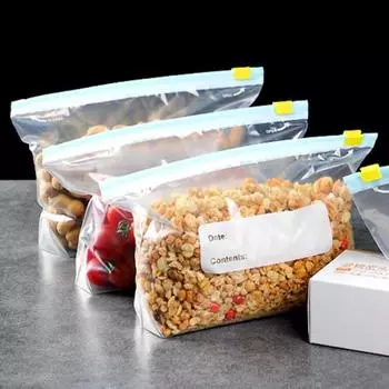 Сумка для хранения в холодильнике Прозрачная герметичная прочная герметичная сумка для хранения продуктов питания Кухонный органайзер M