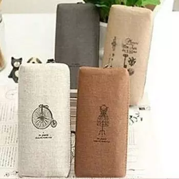 Сумка для хранения в стиле ретро, многофункциональная холщовая студенческая ручка для школы бежевый