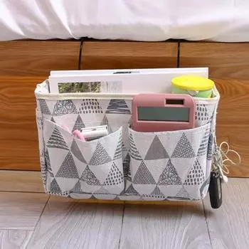 Сумка для хранения вещей у кровати с прочными крючками, большой вместимостью, несколько отделений, водонепроницаемая серый