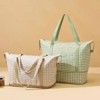 Сумка для хранения, вещевая сумка в клетку, портативная спортивная сумка для фитнеса, дорожная сумка большой вместимости чёрный