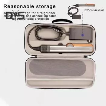 Сумка для хранения выпрямителя для волос с сетчатым карманом, большой вместимости, ударопрочный, устойчивый к царапинам, жесткий дорожный чехол с застежкой-молнией для Airstrait HT01 чёрный