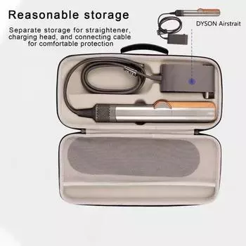 Сумка для хранения выпрямителя для волос с сетчатым карманом, большой вместимости, ударопрочный, устойчивый к царапинам, жесткий дорожный чехол с застежкой-молнией для Airstrait HT01 чёрный