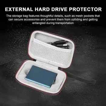 Сумка для хранения жесткого диска Жесткий чехол из ЭВА с сетчатым карманом на молнии с мягкой подкладкой Противоударный портативный чехол для SAMSUNG T1/T3/T5 чёрный