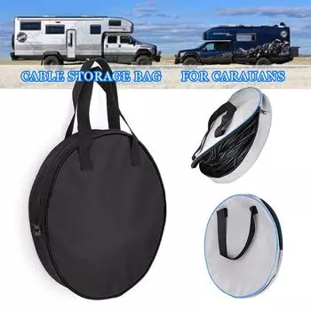 Сумка для хранения жгутов проводов для автофургона, переносная сумка для хранения, круглая сумка для хранения, прочная, 600D, высококачественная, износостойкая ткань Оксфорд чёрный